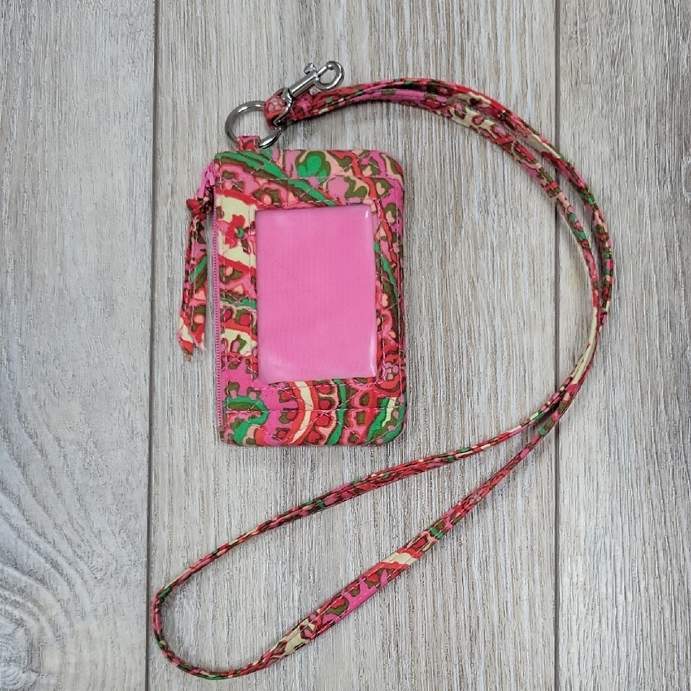 Vera Bradley Pink Paisley Print ID Holder And Lanyard